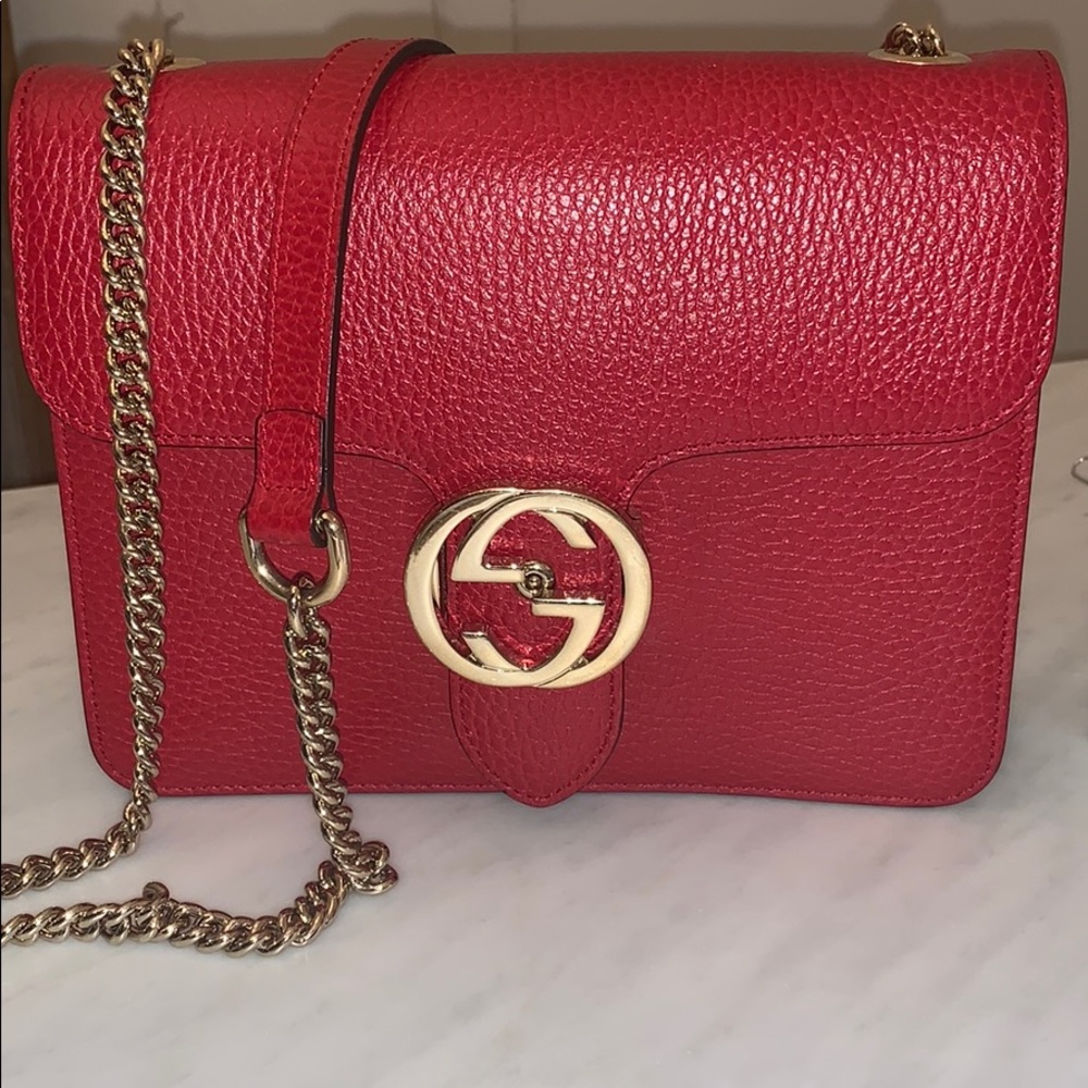 Gucci Calfskin Small Interlocking Shoulder Bag